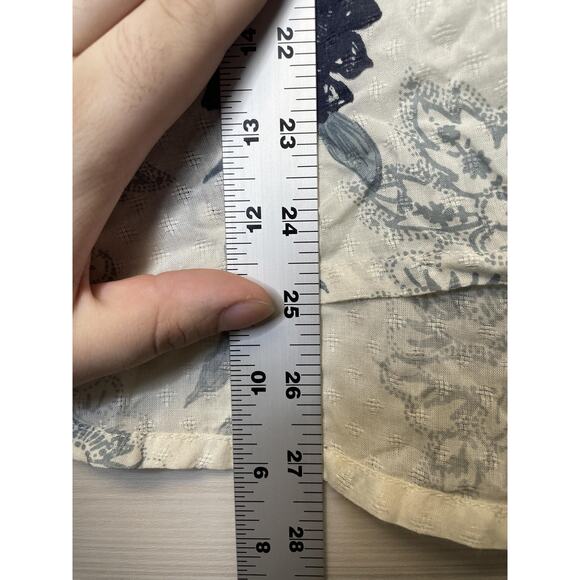 En Creme Blouse Womens Large Ivory Floral Boho Bell Sleeve 100% Rayon Top India - Picture 4 of 9